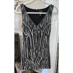 Adrianna Papell Beaded Dress Sz 0 Stunning Heavy Weight Crystal Chandelier Like